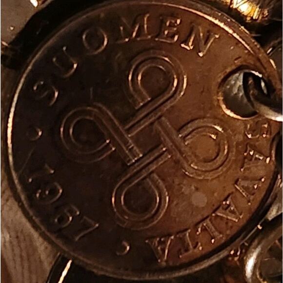 Vintage 1960s Charm Faux COIN Necklace, Inc India, New Zealand - Picture 8 of 11